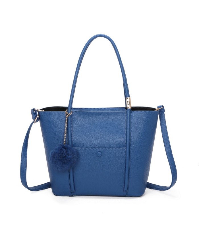T11563 - Bolso bandolera con pompón y bolsillo frontal
