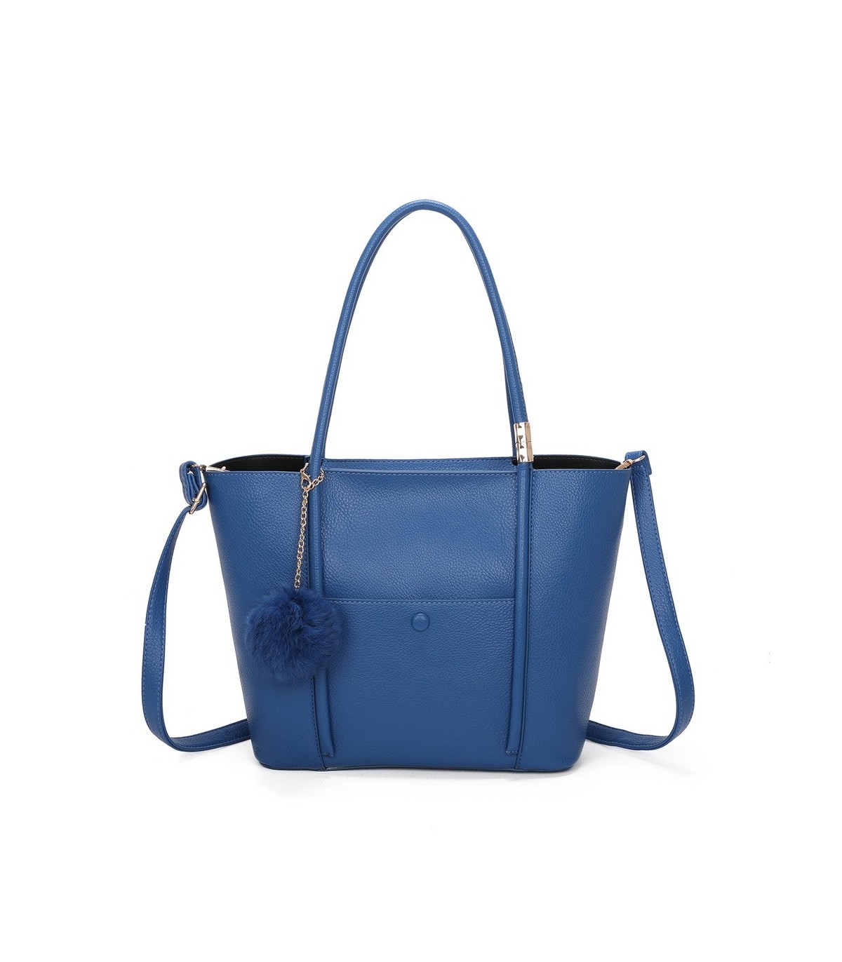 T11563 - Bolso bandolera con pompón y bolsillo frontal