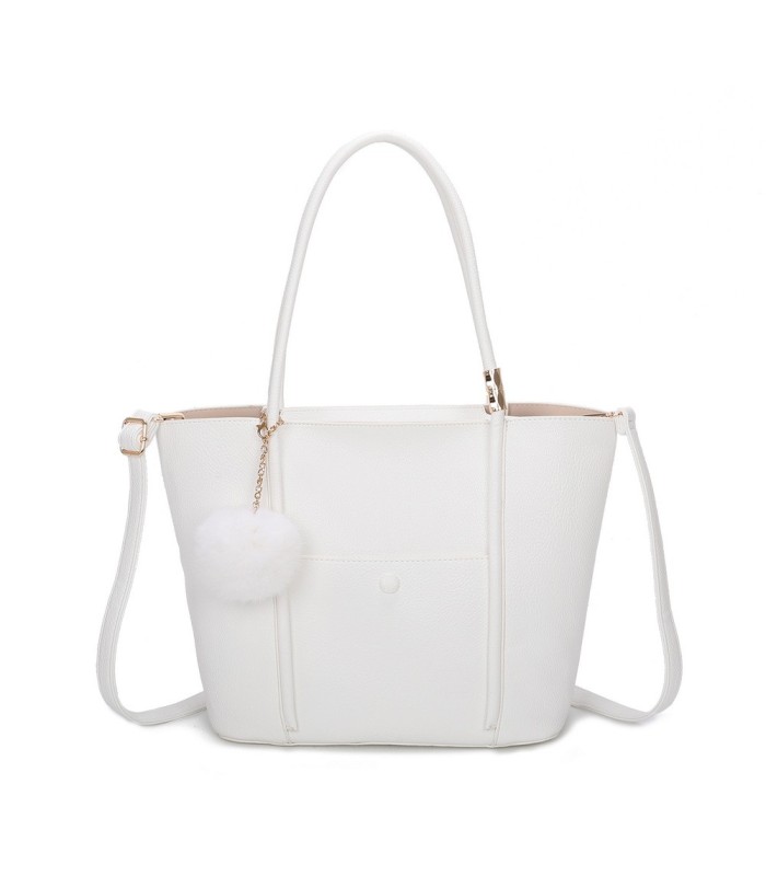 T11563 - Bolso bandolera con pompón y bolsillo frontal