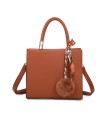 T11576 - Bolso bandolera cuadrado para mujer con adornos de pañuelo y borla