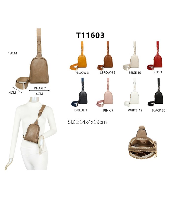 T11603 - Mochila bandolera de dos compartimentos para mujer como bolso porta móvil