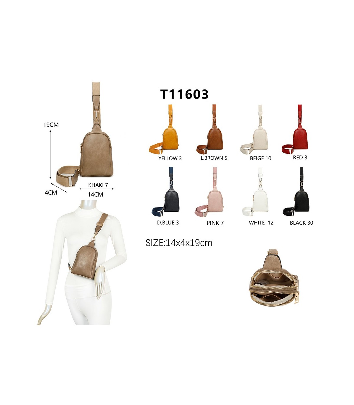 T11603 - Mochila bandolera de dos compartimentos para mujer como bolso porta móvil