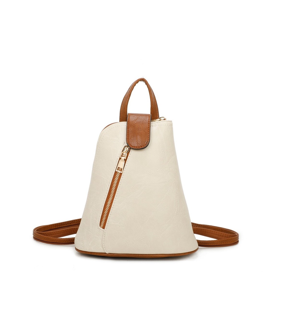 T11604 - Mochila bandolera cónica con cierre de botón imantado