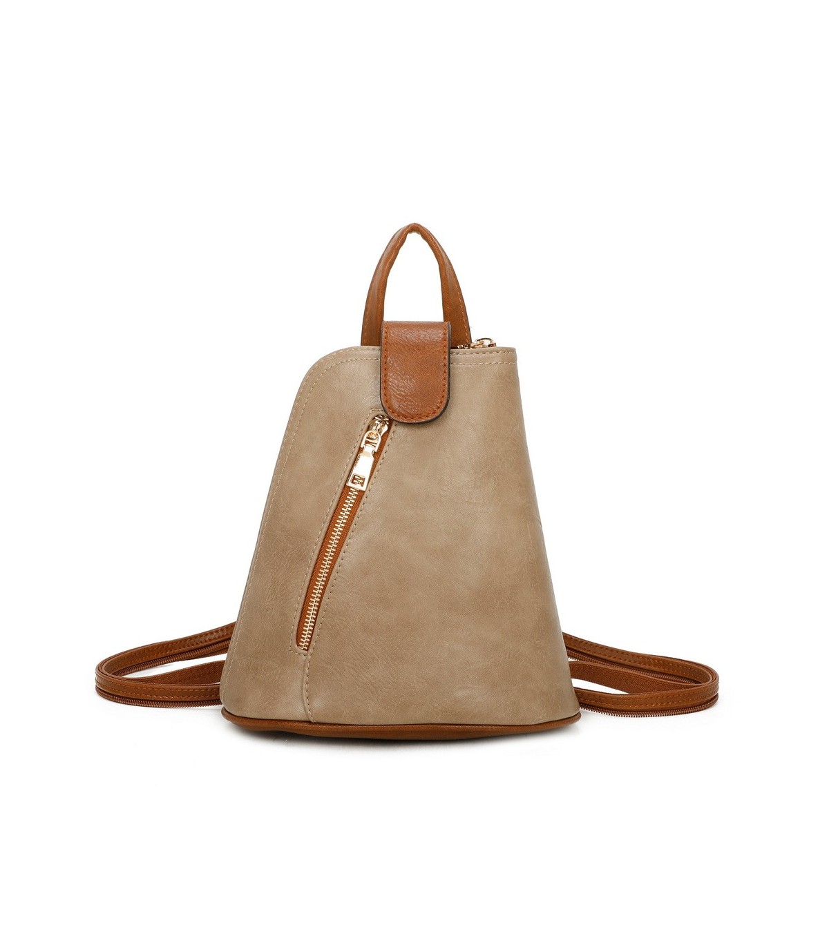 T11604 - Mochila bandolera cónica con cierre de botón imantado