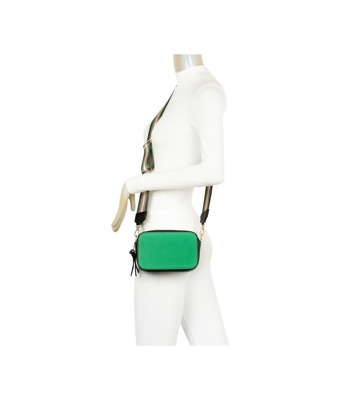 T11606 - Bolso bandolera rectangular con dos compartimentos