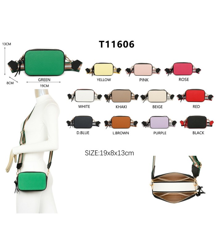T11606 - Bolso bandolera rectangular con dos compartimentos