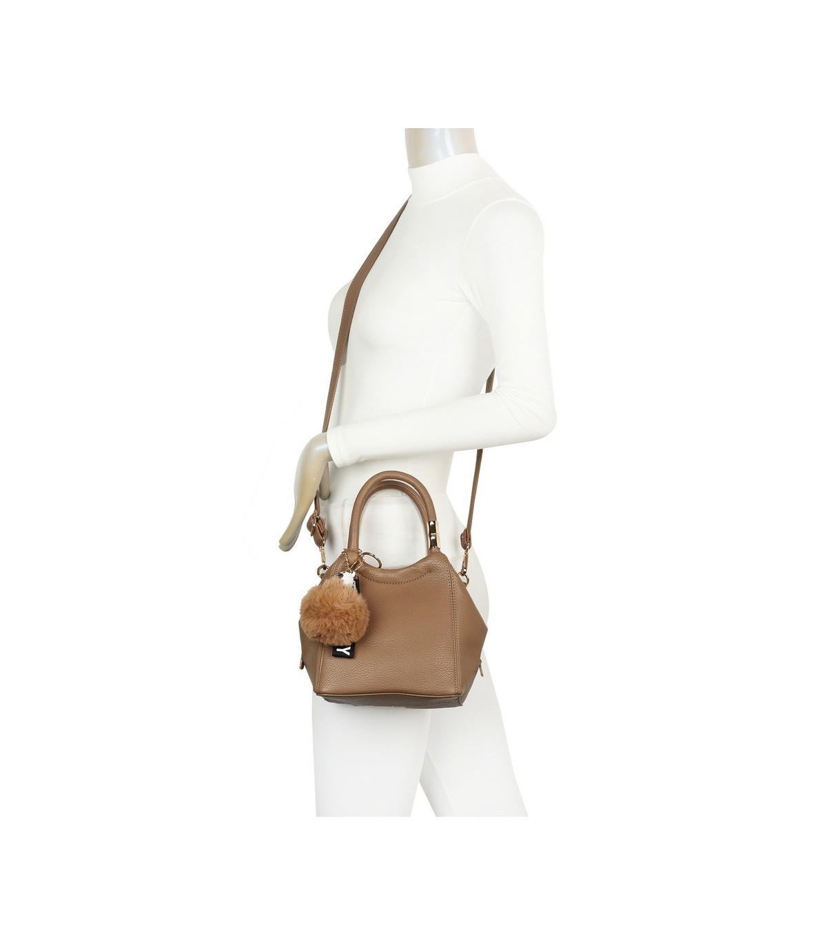 T11560 - Bolso pequeño con bandolera y pompón a juego