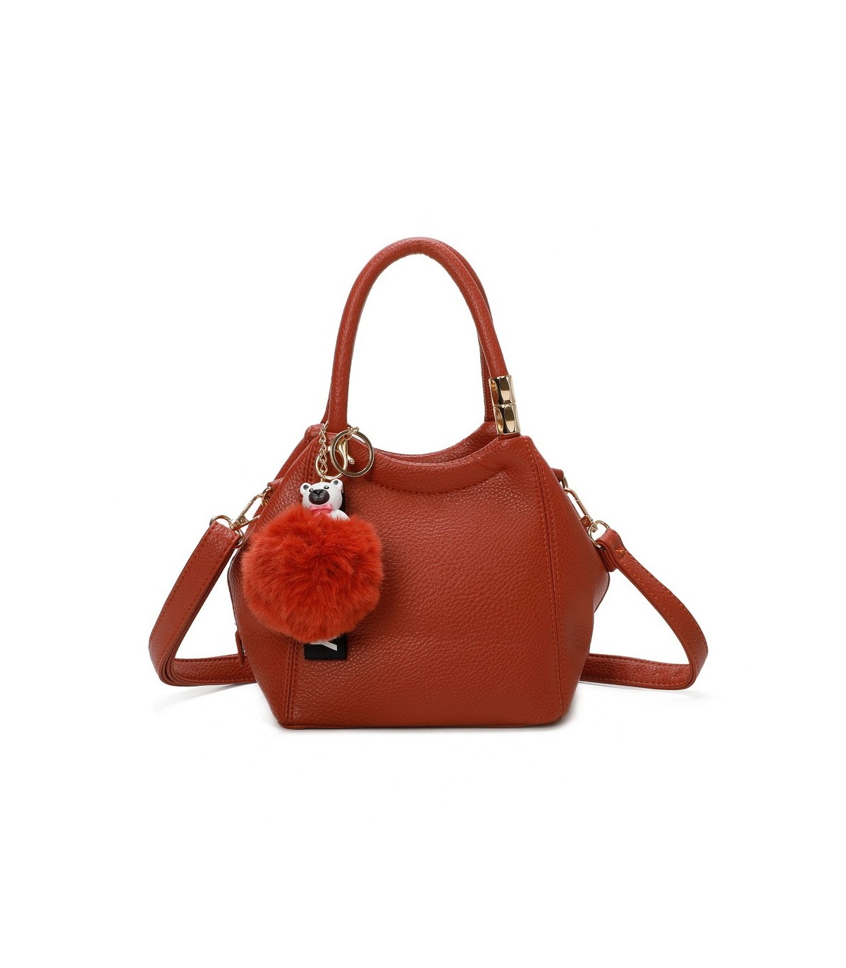 T11560 - Bolso pequeño con bandolera y pompón a juego