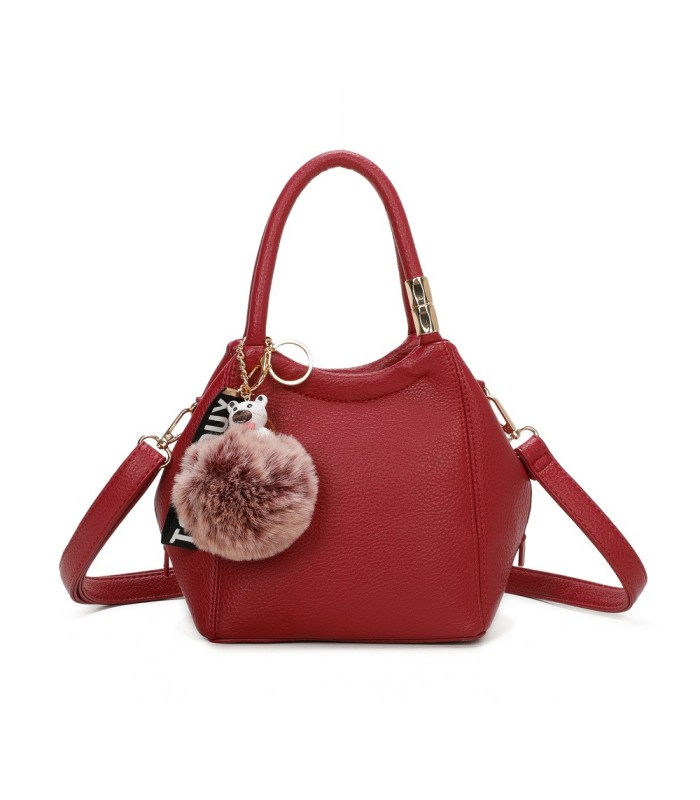 T11560 - Bolso pequeño con bandolera y pompón a juego