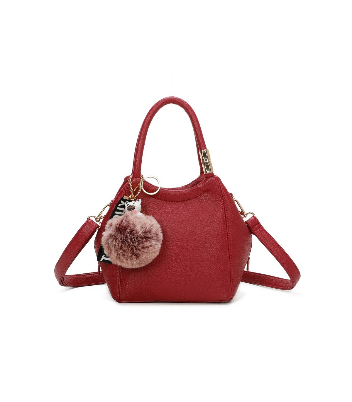 T11560 - Bolso pequeño con bandolera y pompón a juego