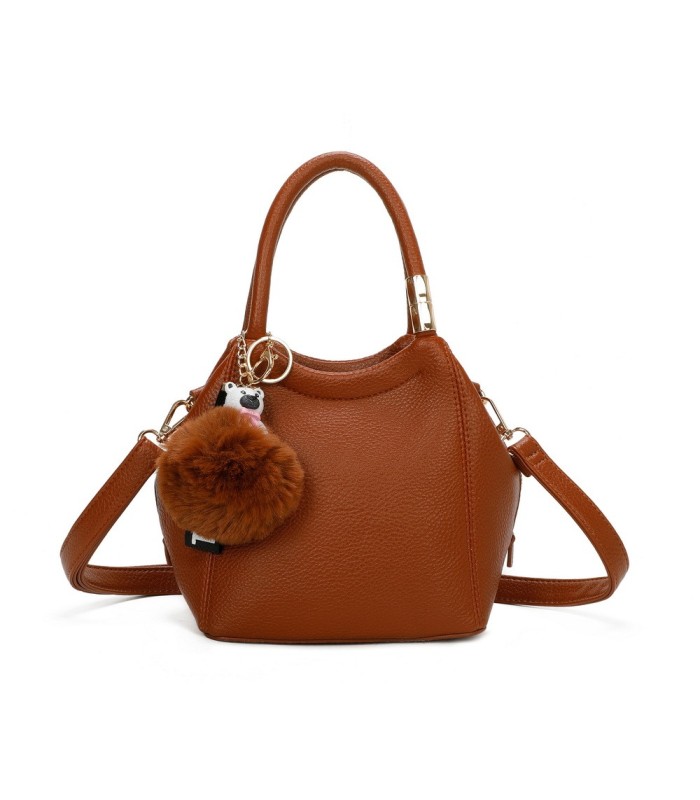 T11560 - Bolso pequeño con bandolera y pompón a juego