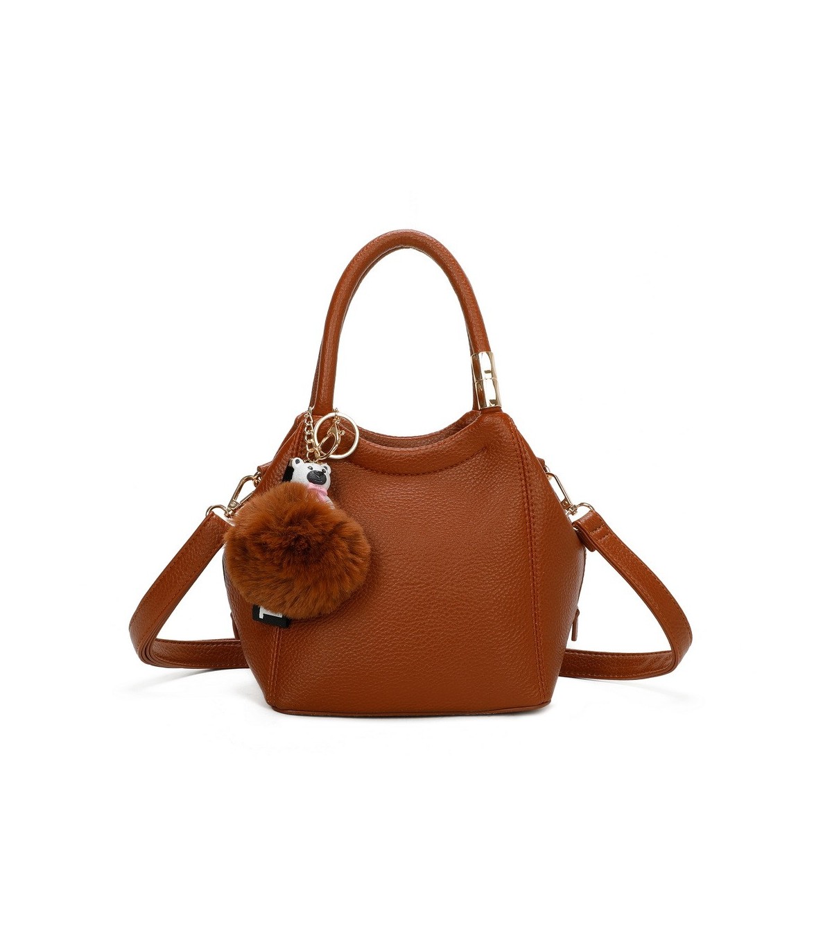 T11560 - Bolso pequeño con bandolera y pompón a juego