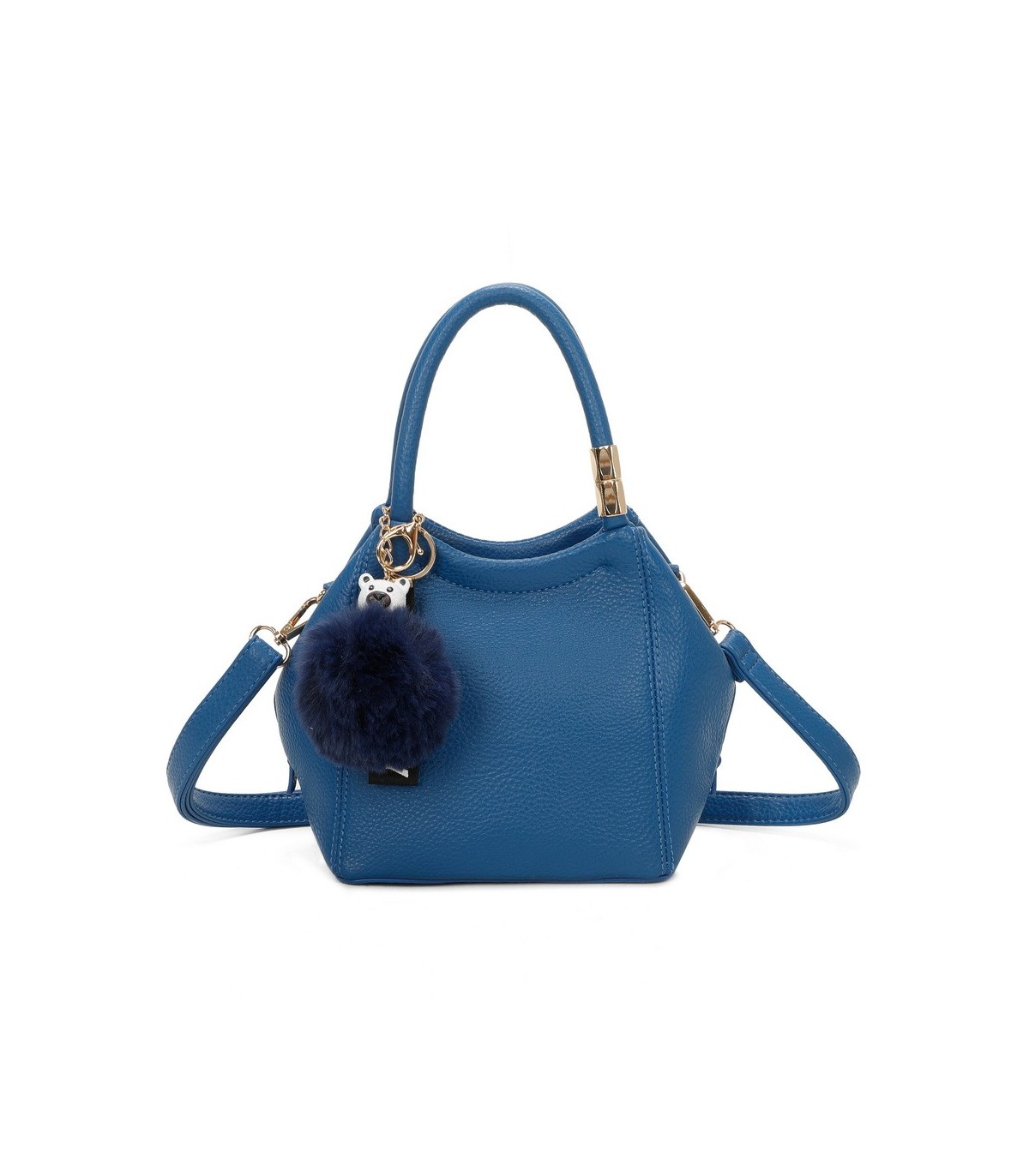T11560 - Bolso pequeño con bandolera y pompón a juego