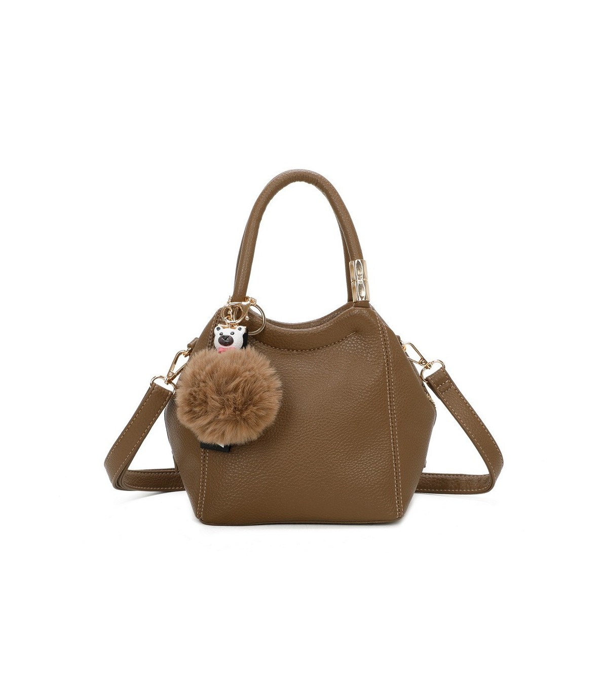 T11560 - Bolso pequeño con bandolera y pompón a juego