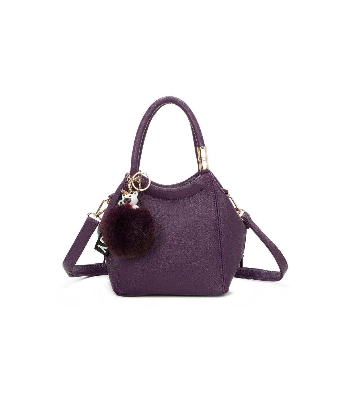 T11560 - Bolso pequeño con bandolera y pompón a juego