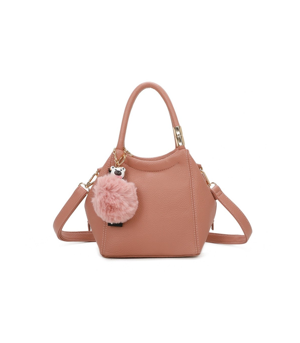 T11560 - Bolso pequeño con bandolera y pompón a juego
