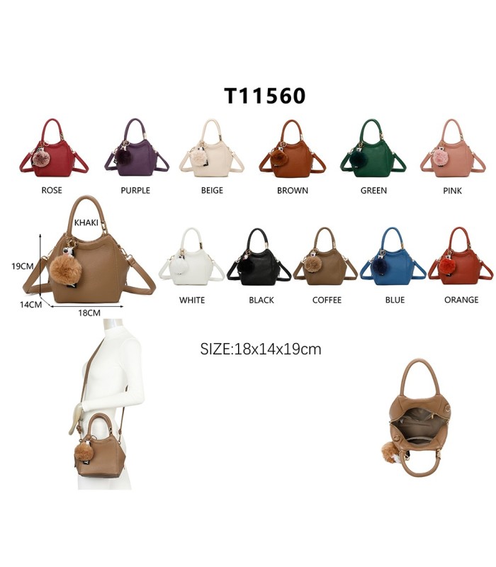 T11560 - Bolso pequeño con bandolera y pompón a juego