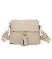 T11568 - Bolso bandolera con motivos geométricos y borlas de adorno