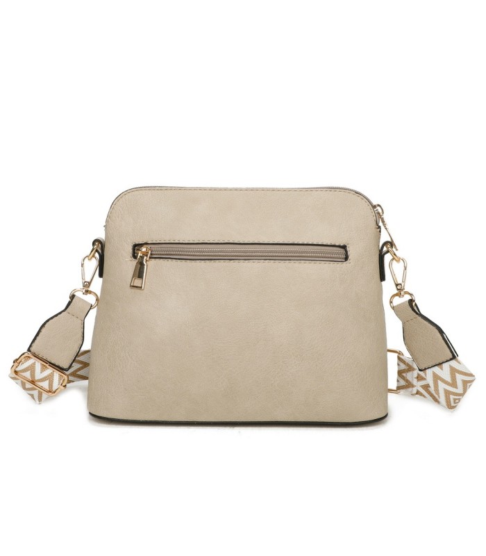 T11568 - Bolso bandolera con motivos geométricos y borlas de adorno