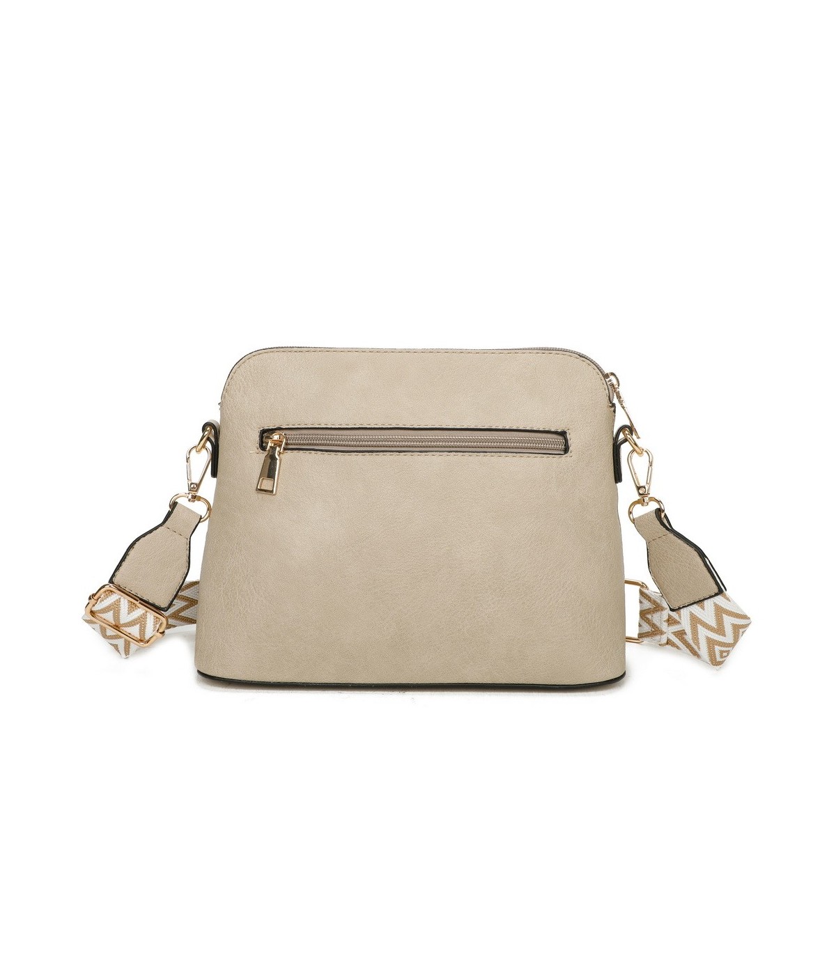 T11568 - Bolso bandolera con motivos geométricos y borlas de adorno