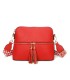 T11568 - Bolso bandolera con motivos geométricos y borlas de adorno