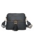 T11568 - Bolso bandolera con motivos geométricos y borlas de adorno