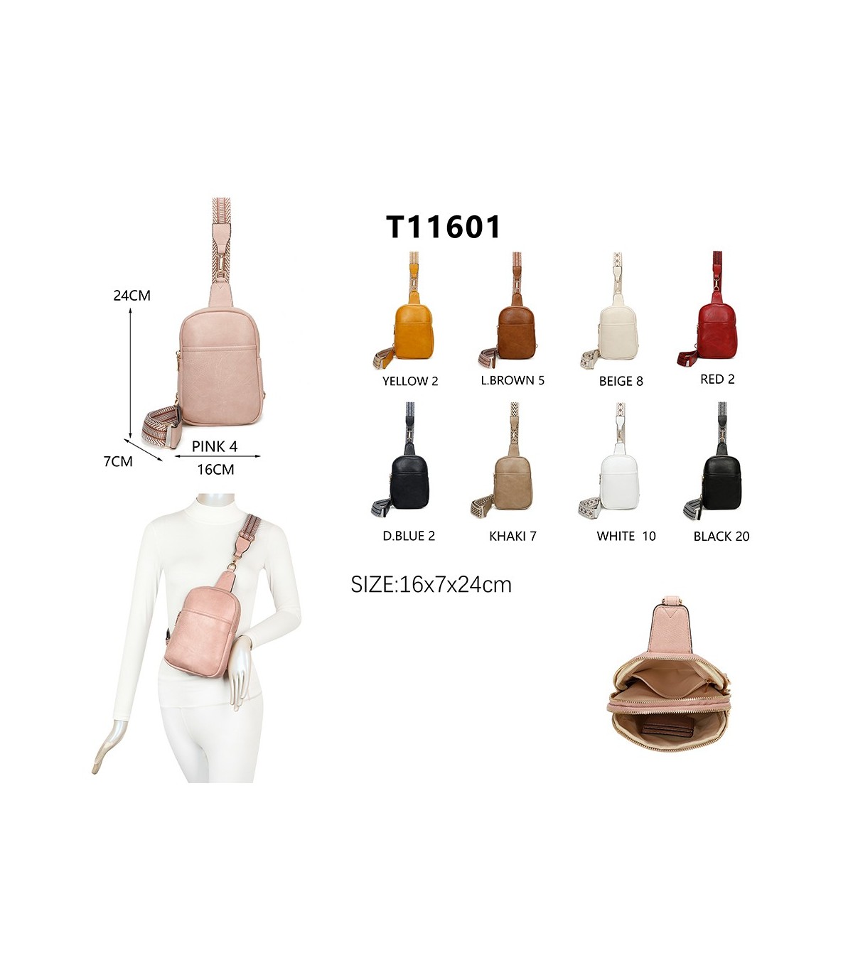 T11601 - bandolera de pecho de dos compartimentos