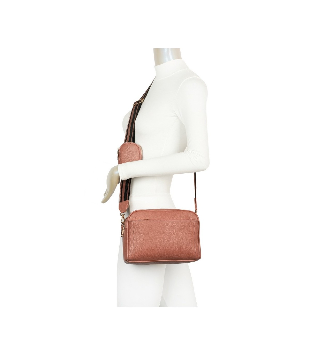 T11553 - Bolso bandolera con bolsillo de monedero del mismo color