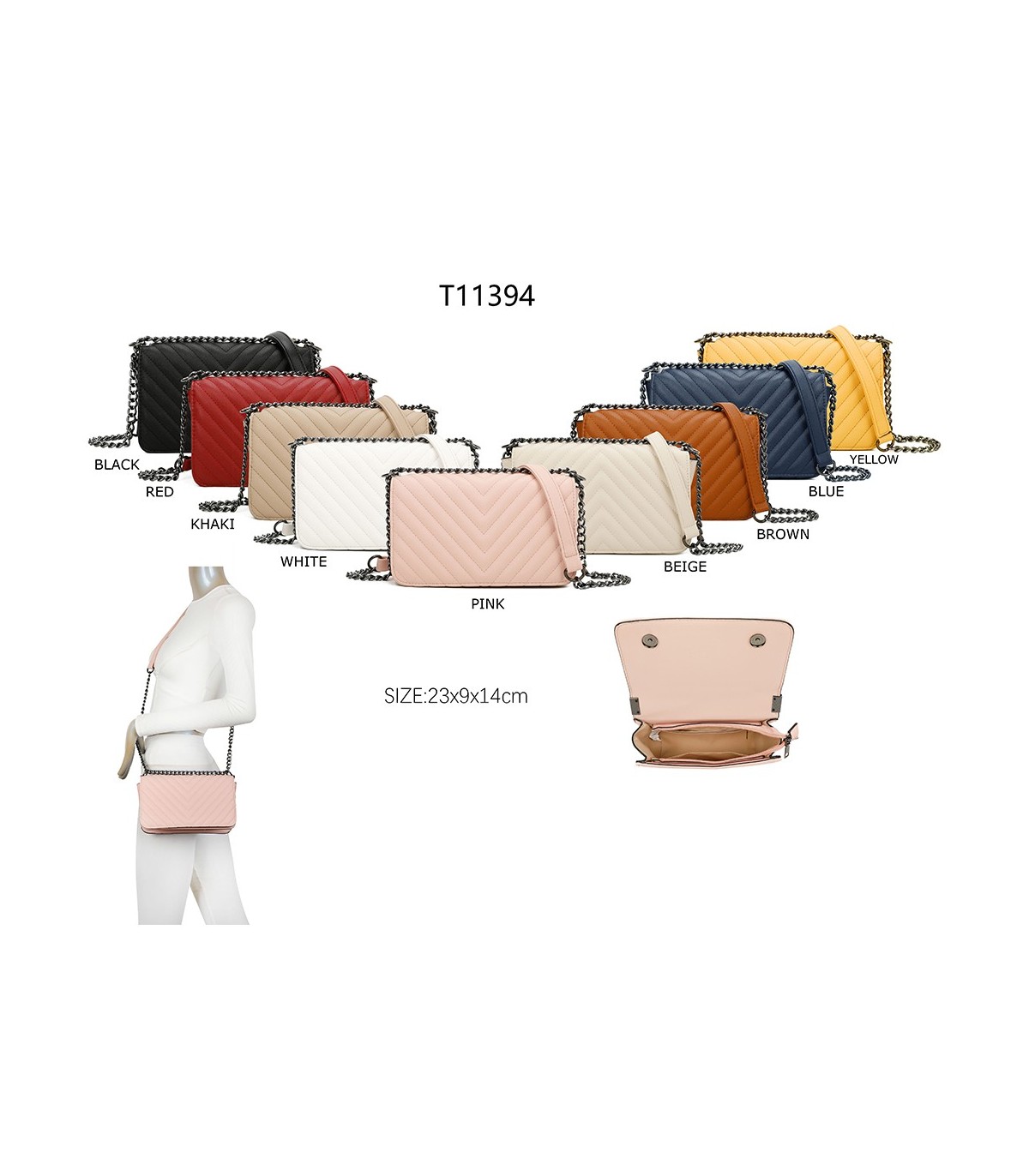 T11394 - Bandolera para mujer de herraje negro