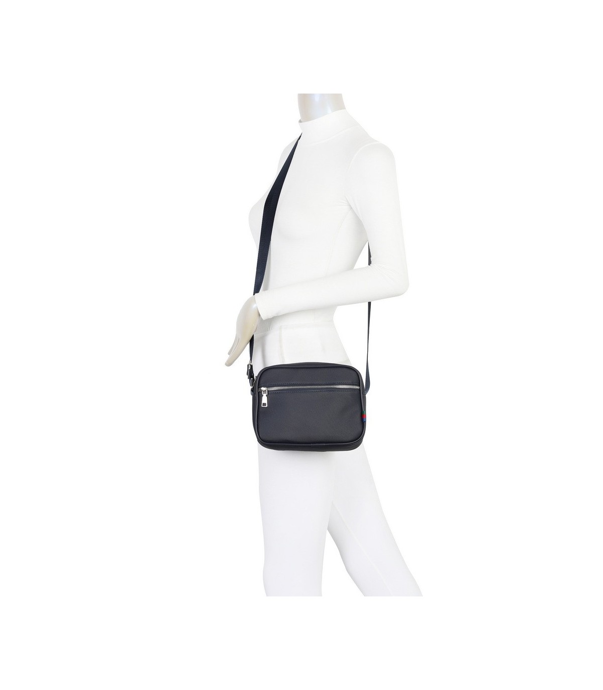 T11680 - Bolso bandolera rectangular con bolsillo de cierre de cremallera