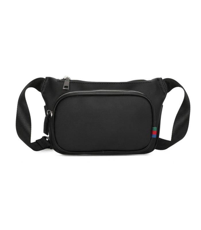 T11686 - Bolso bandolera riñonera con dos compartimentos de cremallera