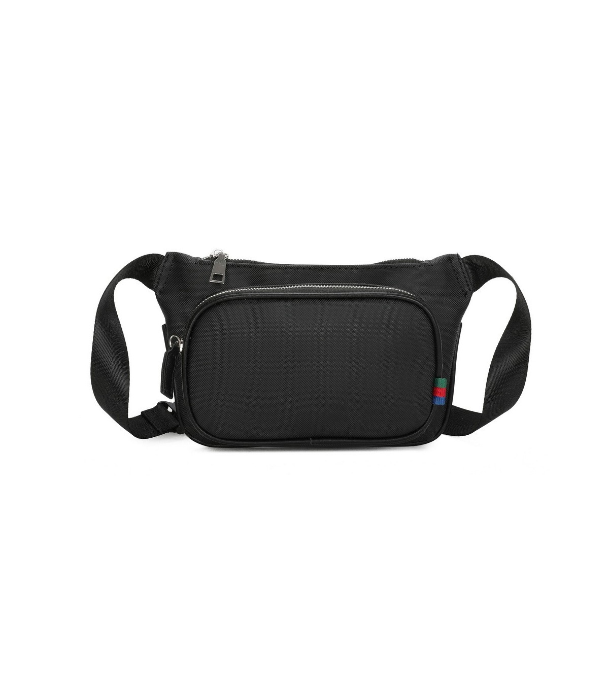 T11686 - Bolso bandolera riñonera con dos compartimentos de cremallera