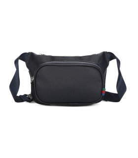 T11686 - Bolso bandolera riñonera con dos compartimentos de cremallera