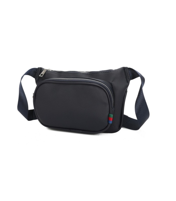 T11686 - Bolso bandolera riñonera con dos compartimentos de cremallera