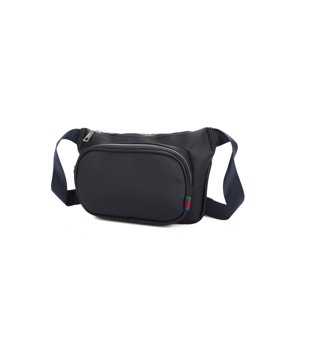 T11686 - Bolso bandolera riñonera con dos compartimentos de cremallera