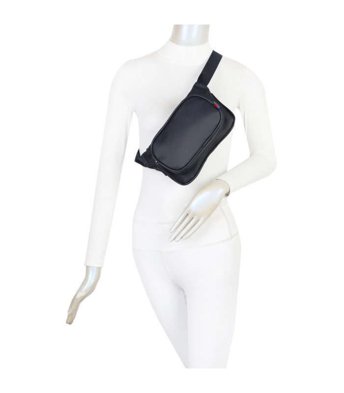T11686 - Bolso bandolera riñonera con dos compartimentos de cremallera