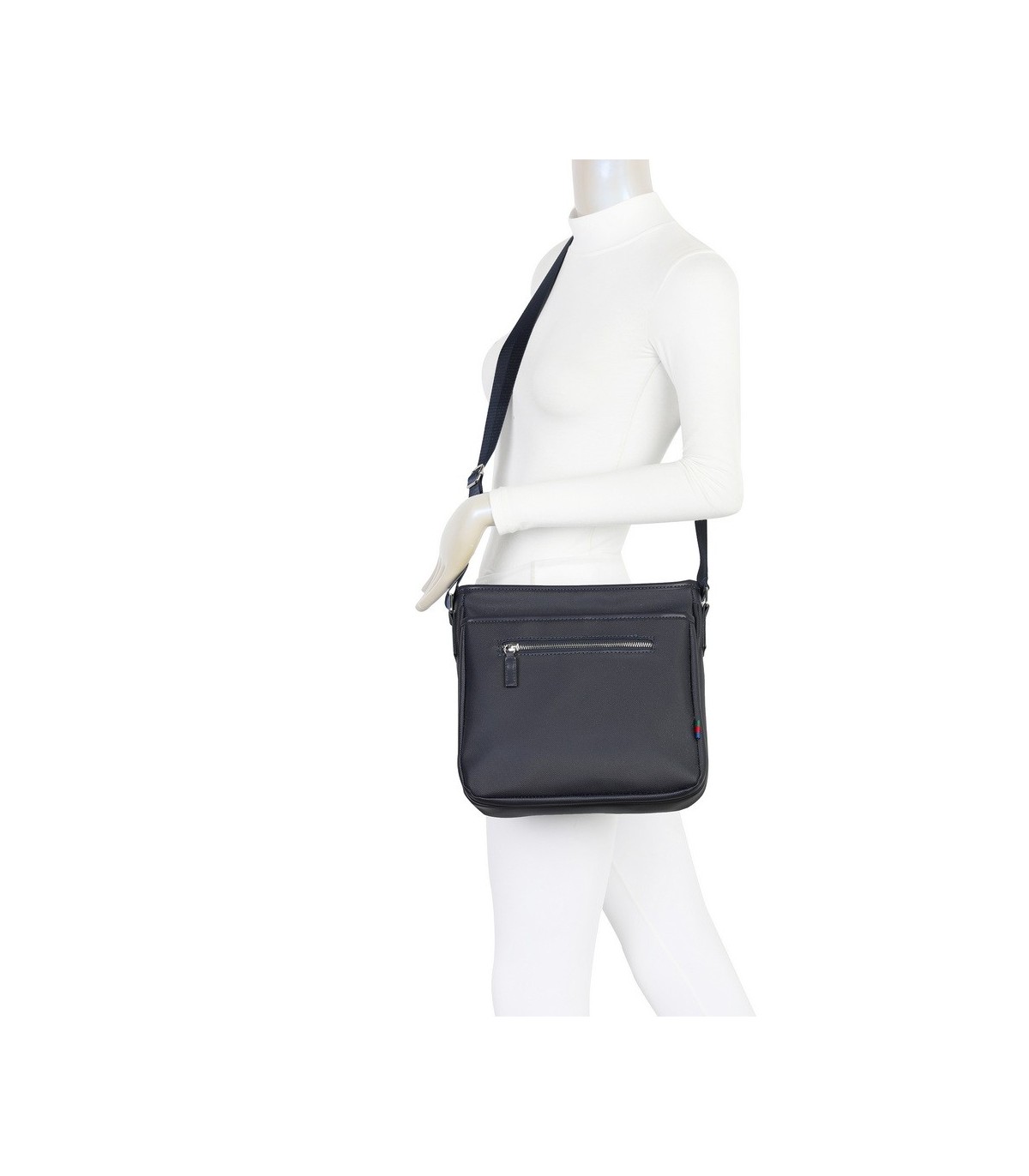 T11689 - Bolso cuadrado con bandolera y bolsillo frontal