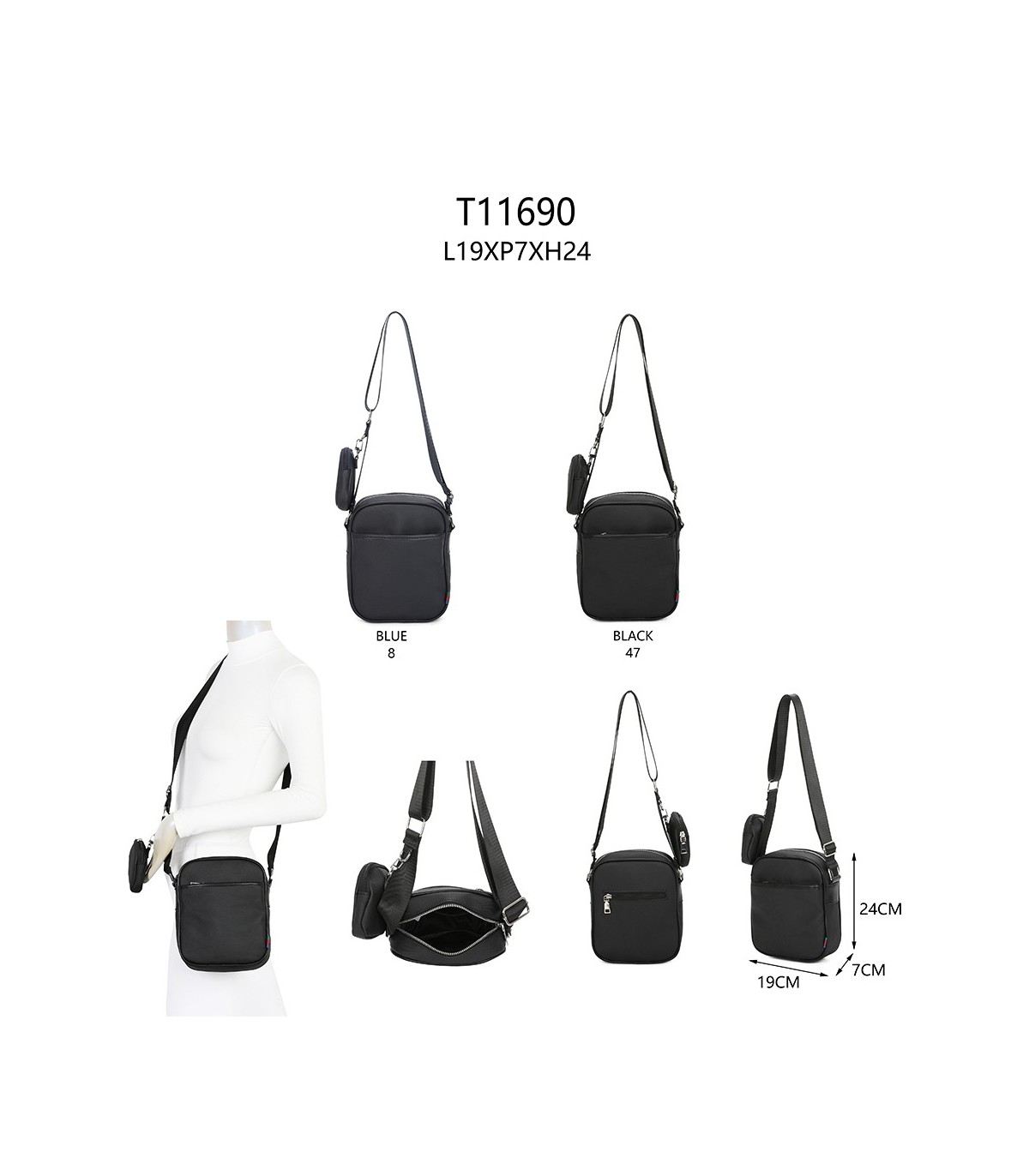T11690 - Bolso bandolera con monedero