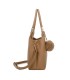 T11699 - Bolso con pompón y asa para bandolera de tres compartimentos