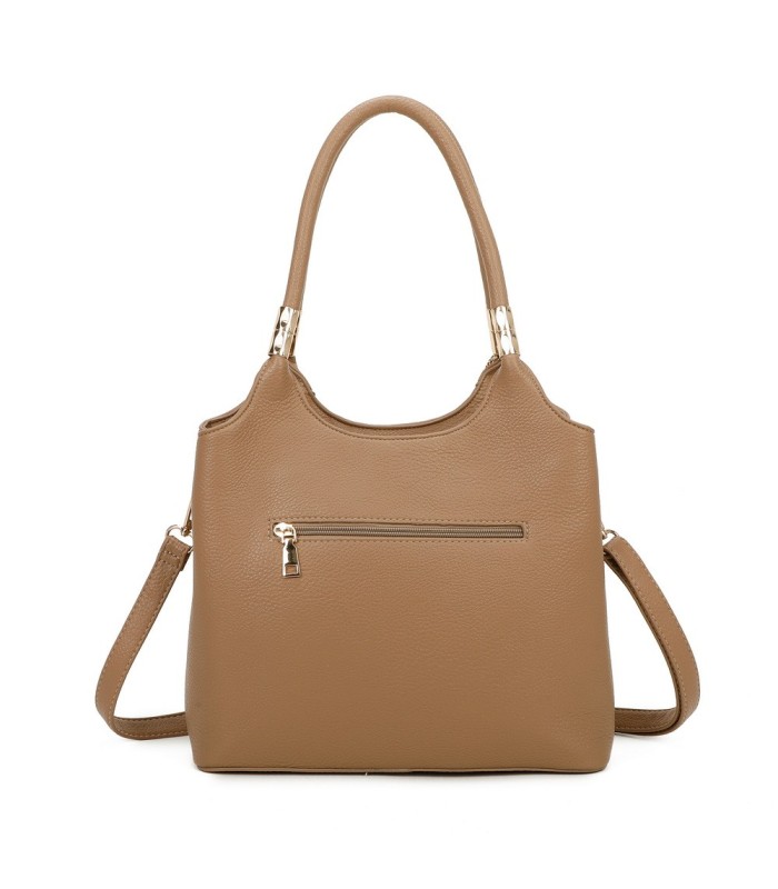 T11699 - Bolso con pompón y asa para bandolera de tres compartimentos