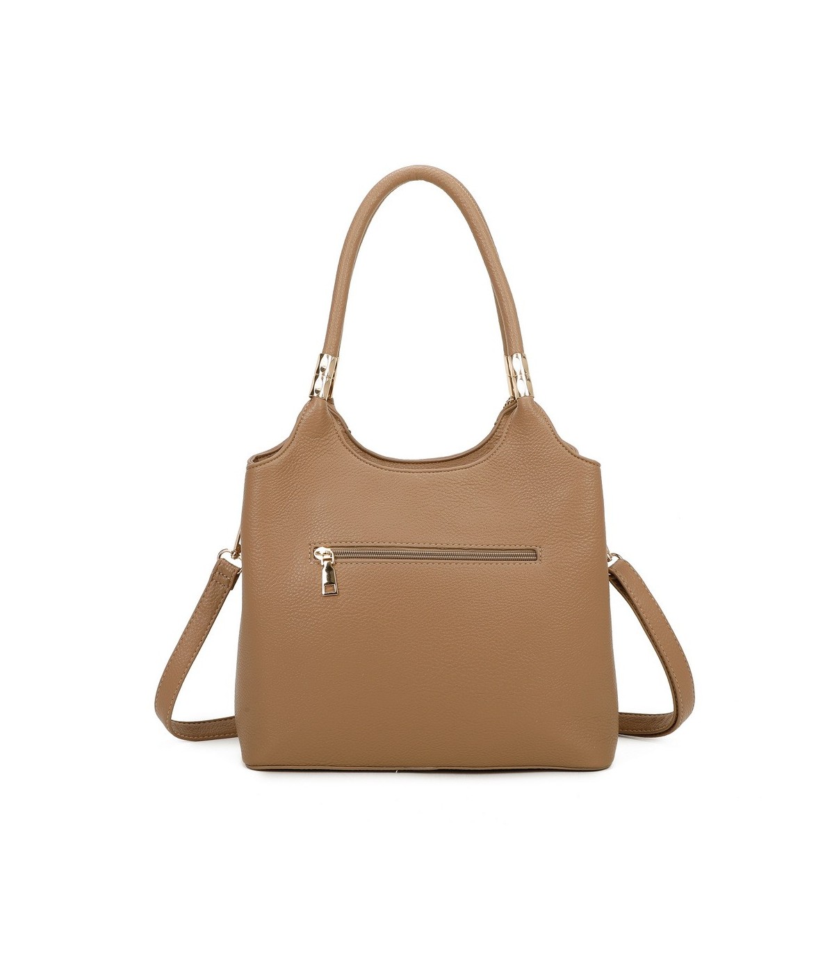 T11699 - Bolso con pompón y asa para bandolera de tres compartimentos