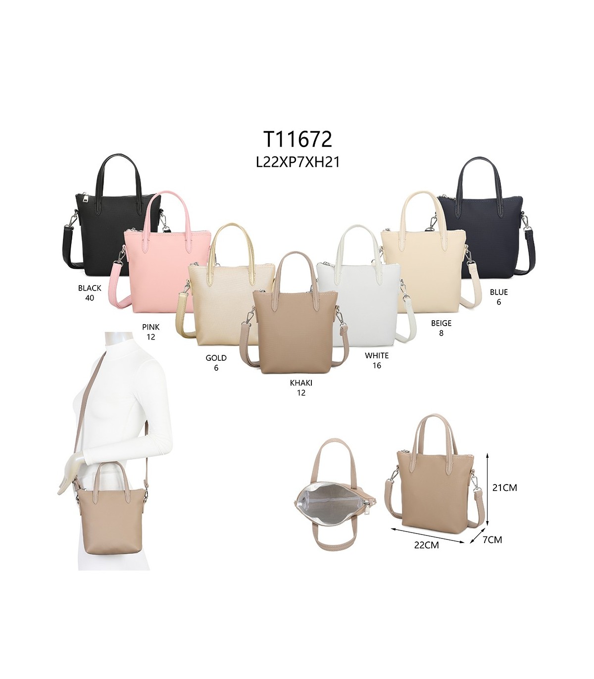 T11672 - Bolso bandolera con asa pequeña y un compartimento