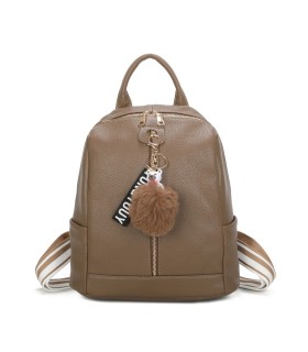 T11698 - Mochila con borla de color espaciosa con un compartimento y cremallera
