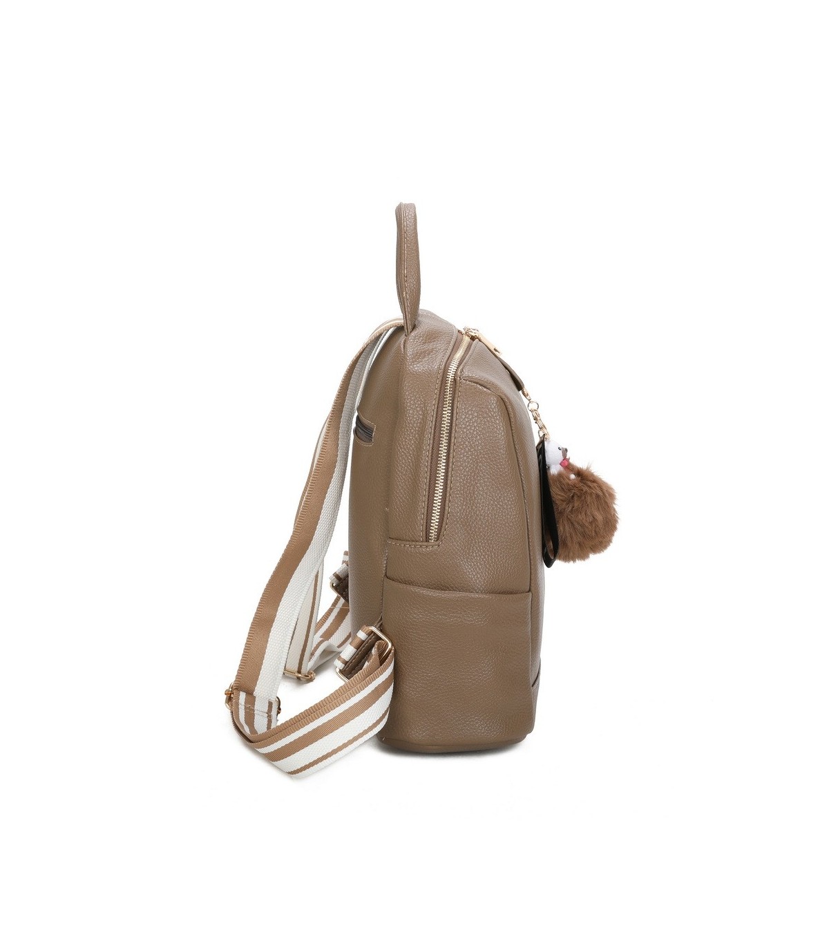 T11698 - Mochila con borla de color espaciosa con un compartimento y cremallera