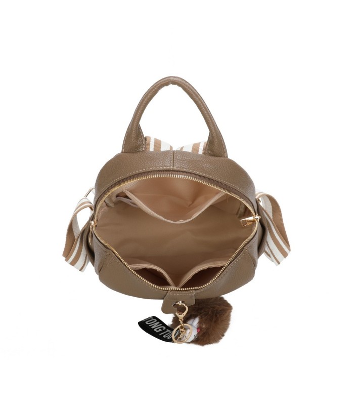 T11698 - Mochila con borla de color espaciosa con un compartimento y cremallera