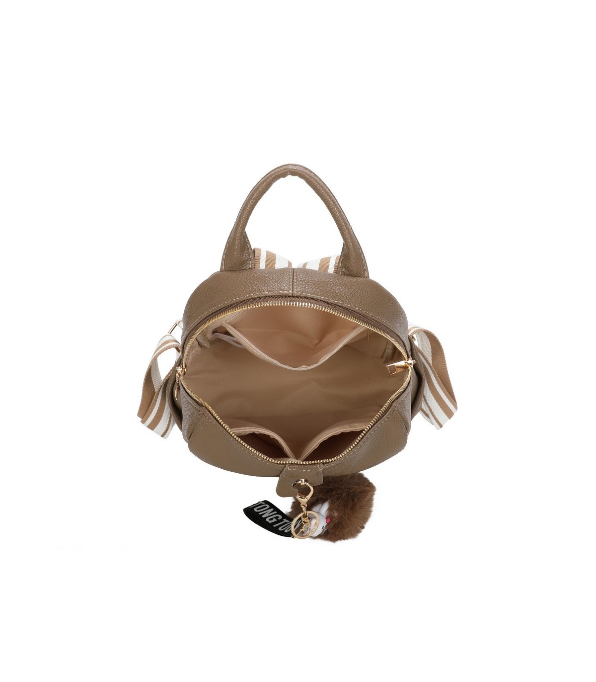 T11698 - Mochila con borla de color espaciosa con un compartimento y cremallera