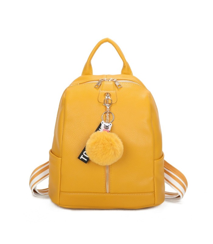 T11698 - Mochila con borla de color espaciosa con un compartimento y cremallera
