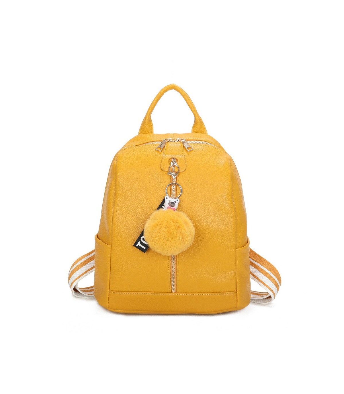 T11698 - Mochila con borla de color espaciosa con un compartimento y cremallera