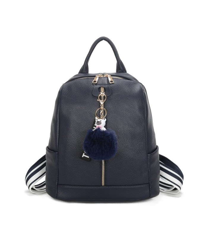 T11698 - Mochila con borla de color espaciosa con un compartimento y cremallera