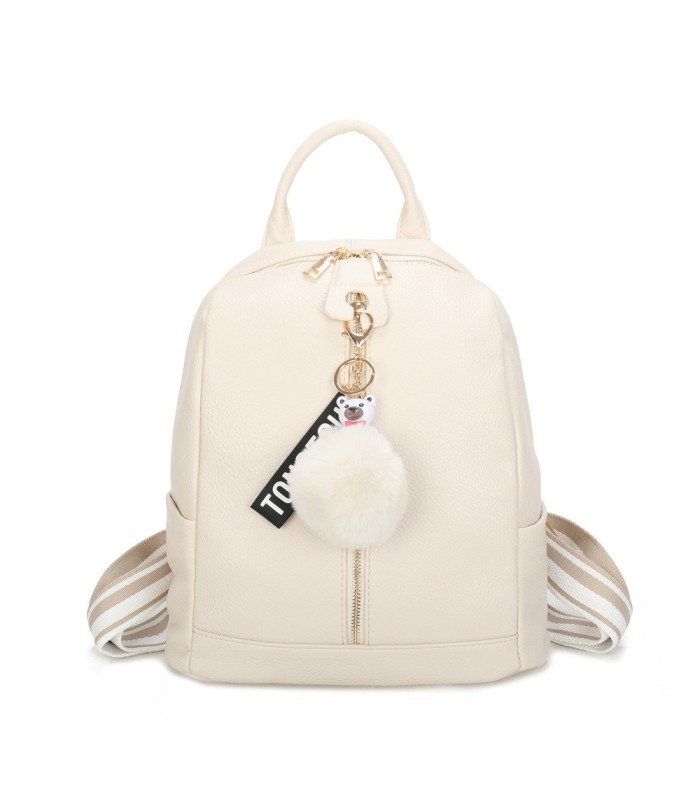 T11698 - Mochila con borla de color espaciosa con un compartimento y cremallera
